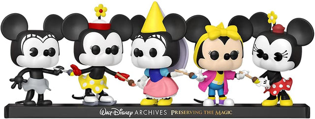 Funko Pop! Disney Minnie Mouse 5-pack figures from Shak's Pop Shop, featuring collectible Minnie Mouse characters.