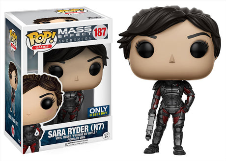 Funko Pop! Games Mass Effect Andromeda Sara Ryder N7 figure, exclusive collectible with detailed character design.