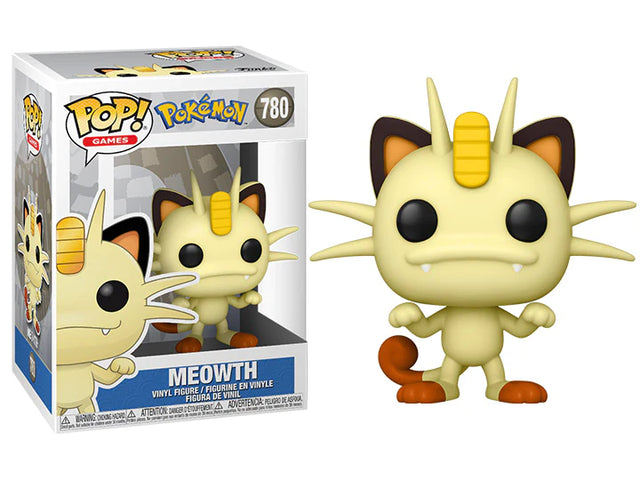 Funko Pop! Games Pokemon Meowth figure, collectible vinyl toy with detailed features and expressive face, from Shak's Pop Shop.