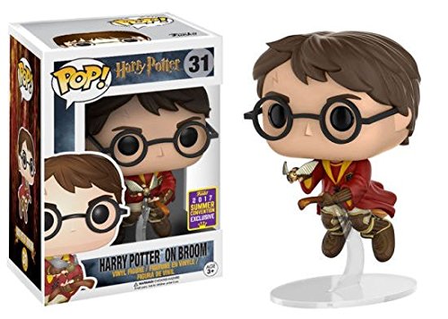 Funko Pop! Harry Potter on broom figure, 2017 Summer Convention shared exclusive, collectible toy with Harry in wizard robes.