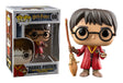 Funko Pop! Harry Potter Quidditch figure from Shak's Pop Shop featuring Harry Potter in Quidditch attire with broomstick and Harry Potter branding