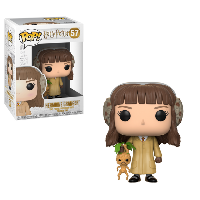Funko Pop! figure of Hermione Granger from Harry Potter series, wearing herbology outfit, collectible toy by Shak's Pop Shop.