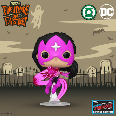 Funko Pop! Heroes DC Green Lantern Star Sapphire figure with NYCC 2022 con sticker, detailed collectible toy from Shak's Pop Shop