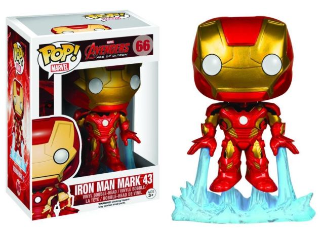 Funko Pop! Marvel Age of Ultron Iron Man Mark 43 figure with box imperfection, collectible figure from Shak's Pop Shop.