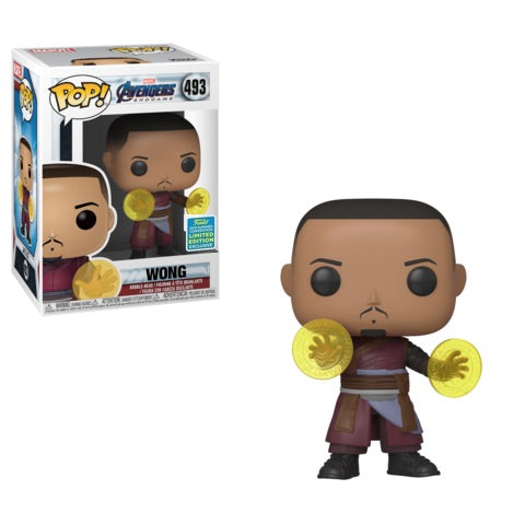 Funko Pop! Marvel Avengers Endgame Wong figure, 2019 SDCC shared exclusive, with detailed costume and iconic pose.