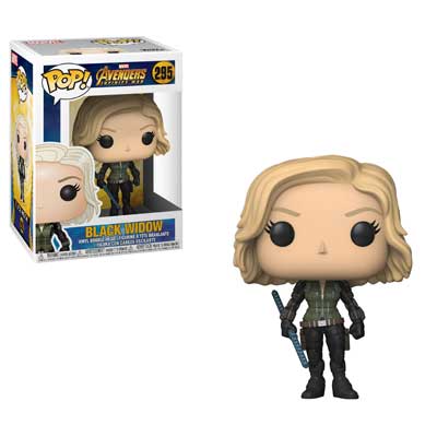 Funko Pop! Marvel Avengers Infinity War Black Widow figure with detailed costume and stand, collectible toy from Shak's Pop Shop