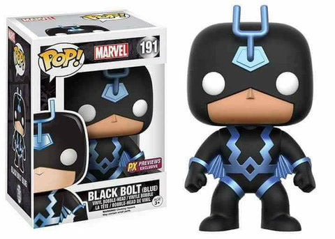 Funko Pop! Marvel Black Bolt (Blue) PX Exclusive figure with detailed Marvel character design and vibrant blue color.