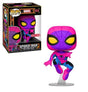 Funko Pop! Marvel Spider Man (Blacklight) figure, exclusive to Target, with vibrant blacklight-themed design and iconic Spider-Man pose.