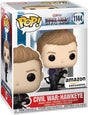 Funko Pop! Marvel Hawkeye figure from Captain America Civil War Build A Scene, featuring Hawkeye in his costume, collectible toy.