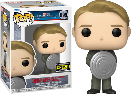 Funko Pop! Marvel Captain America with prototype shield figure, exclusive design, featuring detailed costume and iconic shield.