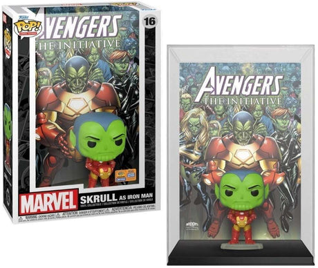 Funko Pop! Marvel's Skrull as Iron Man figure with comic cover art and WonderCon 2023 sticker, from Shak's Pop Shop.