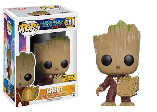 Funko Pop! Marvel Groot with Patch in Ravager suit collectible figure, featuring Groot's detailed design in exclusive Hot Topic style.