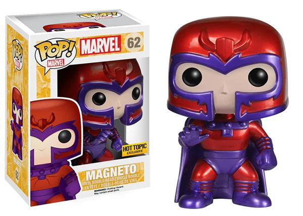 Metallic Magneto Funko Pop! Marvel collectible figure from Hot Topic Exclusive, featuring detailed design and vibrant colors.