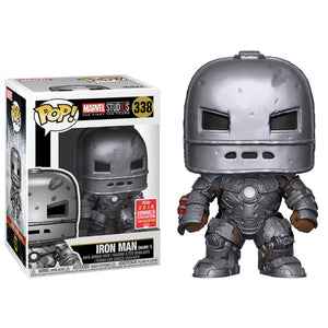 Funko Pop! Marvel: Marvel Studios Iron Man Mark 1 figure from 2018 Summer Convention, featuring Iron Man in classic armor style.