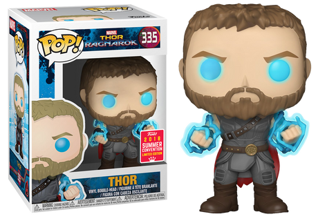 Funko Pop! Marvel Thor Odin Force figure from 2018 Summer Convention, featuring Thor with glowing Odin Force power.