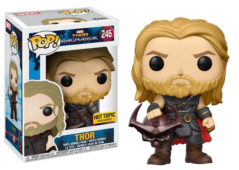 Funko Pop! Marvel Thor Ragnarok Thor figure, Hot Topic Exclusive, collectible toy with detailed design and vibrant colors.