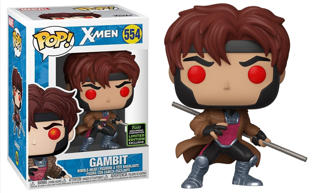 Funko Pop! Marvel X-Men Gambit figure, 2020 Spring Convention Shared Exclusive, collectible toy with detailed character design