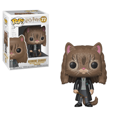Funko Pop! Movies Hermione Granger as Cat figure from Harry Potter, with Polyjuice Potion, featuring detailed character design.