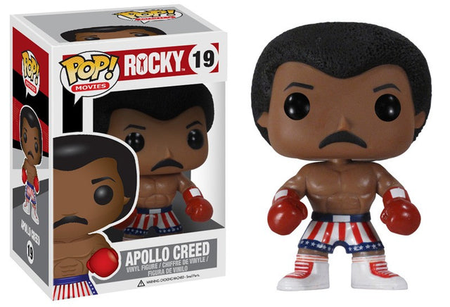 Funko Pop! Movies Apollo Creed figure from Rocky with box imperfections, collectible vinyl toy by Shak's Pop Shop.