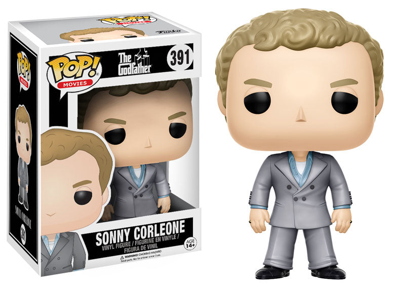 Funko Pop! Movies Sonny Corleone figure from The Godfather, collectible vinyl toy, featuring detailed design and iconic character pose.