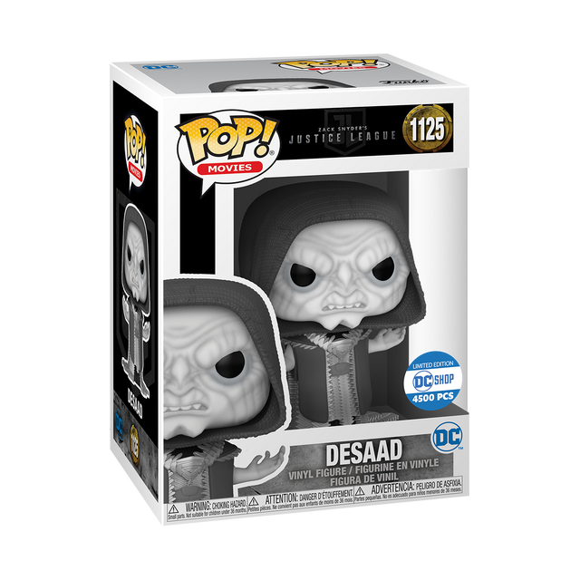 Metallic Desaad Funko Pop! figure from Zack Snyder's DC Justice League, featuring detailed design and collectible appeal.