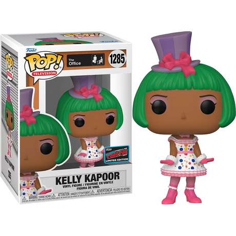 Funko Pop! Television The Office Halloween Kelly Kapoor figure with NYCC con sticker, collectible vinyl toy by Shak's Pop Shop