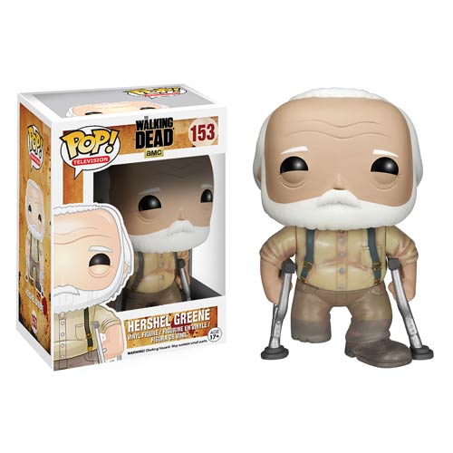 Funko Pop! Television Hershel Greene figure from The Walking Dead series, featuring Hershel with his signature beard and farm attire.