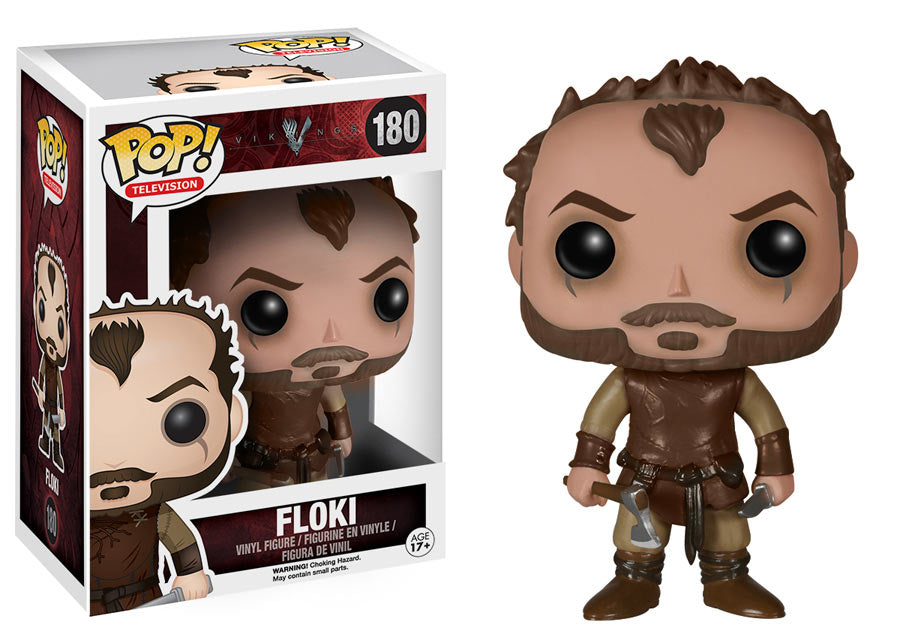 Funko Pop! Television Vikings Floki figure with box imperfection, featuring detailed character design and collectible packaging.