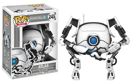 Funko Pop! figure of Atlas from Portal 2, collectible toy with detailed design, in a standing pose featuring the game's theme.