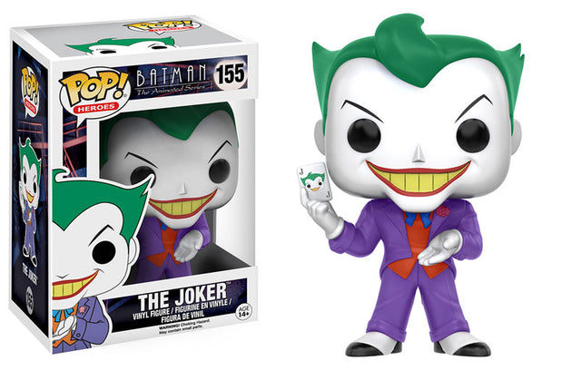 Funko Pop! figure of The Joker from Batman The Animated Series, collectible toy by Shak's Pop Shop.