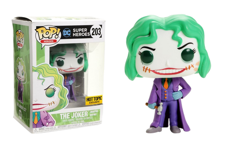 Funko Pop! figure of The Joker as Martha Wayne from Heros series, featuring detailed Joker costume and expression.