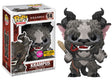 Flocked Krampus Funko Pop! figure from Holidays: Krampus collection, exclusive to Hot Topic, displayed with festive details.