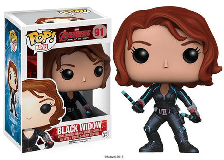 Funko Pop! figure of Black Widow from Marvel's Age of Ultron, featuring her in her iconic costume and pose.