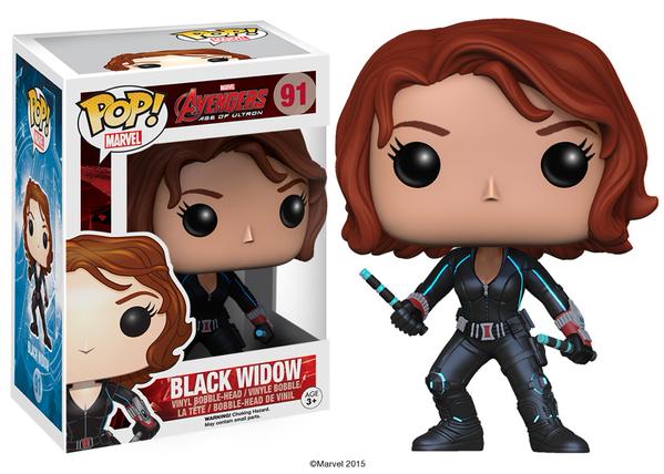 Funko Pop! figure of Black Widow from Marvel's Age of Ultron, featuring her in her iconic costume and pose.