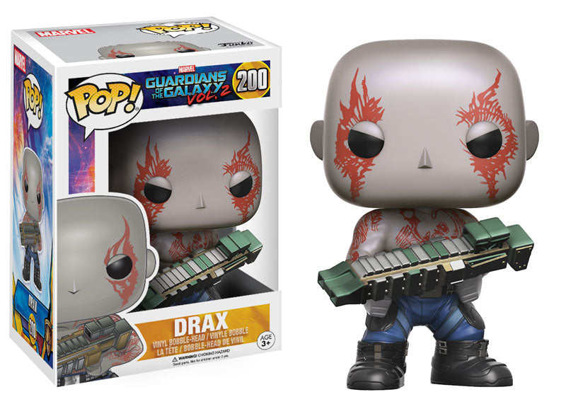 Funko Pop! figure of Drax from Marvel Guardians of the Galaxy Volume 2, collectible toy by Shak's Pop Shop.