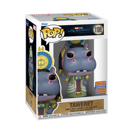 Funko Pop! figure of Marvel's Moon Knight with Taweret from the 2023 WonderCon shared exclusive, featuring detailed design and vibrant colors.