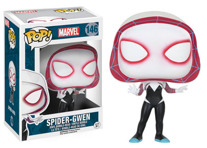 Funko Pop! Marvel Spider-Gwen figure with box imperfection, featuring Spider-Gwen in her iconic costume and pose.