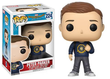 Funko Pop! figure of Peter Parker as Spider-Man from Marvel's Homecoming, featuring detailed costume and signature pose.