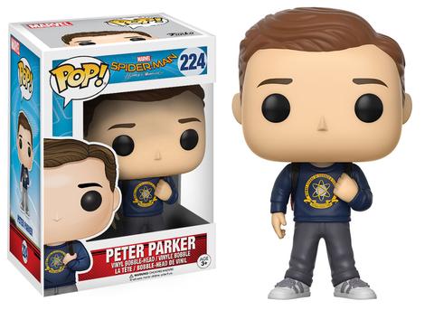 Funko Pop! figure of Peter Parker as Spider-Man from Marvel's Homecoming, featuring detailed costume and signature pose.