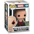 Funko Pop! Marvel Wade Wilson Weapon X from 2020 SDCC with shared sticker and minor box imperfection, featuring Wade in Weapon XI costume.