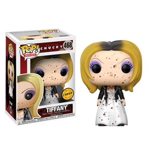 Damaged Funko Pop! figure of Tiffany (Chase) from Bride of Chucky, by Shak's Pop Shop, showing visible wear and damage.