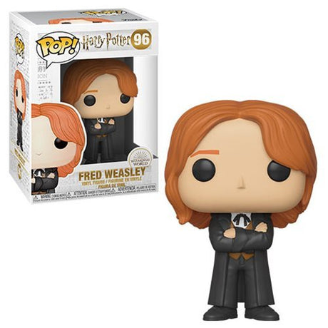 Funko Pop! figure of Fred Weasley from Harry Potter Yule Ball, featuring detailed wizard costume and playful pose.