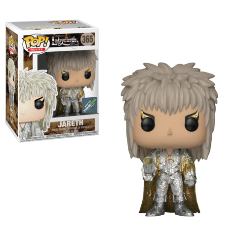 Funko Pop! figure of Jareth from Labyrinth with glitter detail, a collectible toy from Shak's Pop Shop, ThinkGeek exclusive.