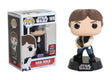 Funko Pop! figure of Han Solo in action pose from Star Wars, 2017 Galactic Convention exclusive, by Shak's Pop Shop.