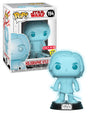 Holographic Kylo Ren Funko Pop! figure from Star Wars, glow-in-the-dark exclusive showcasing the character in detailed design.