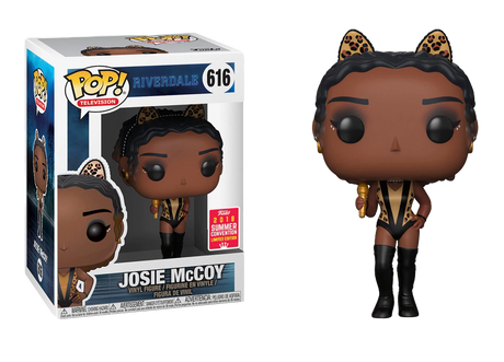 Funko Pop! sticker of Josie McCoy from Riverdale TV series, featuring colorful character artwork and summer convention branding.