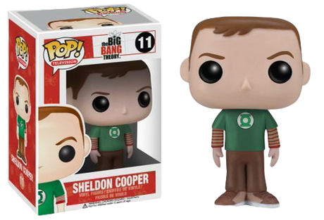 Funko Pop! figure of Sheldon Cooper from The Big Bang Theory, displayed with signature clothing and hairstyle.