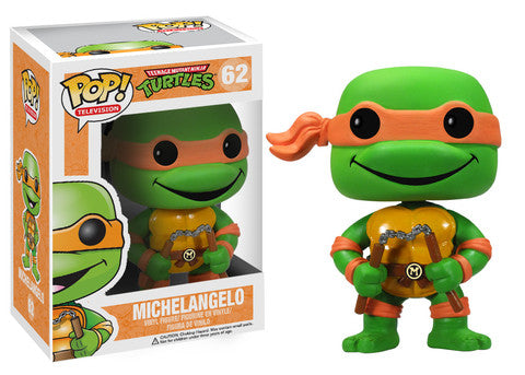 Damaged Teenage Mutant Ninja Turtles Michelangelo Funko Pop! figure from Shak's Pop Shop, featuring the popular turtle character.