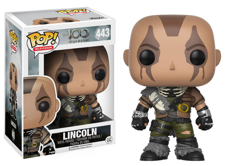 Funko Pop! figure of Lincoln from The 100, featuring detailed character design, in a standing pose with signature outfit.