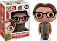 Damaged Funko Pop! figure of Leonard Hofstadter from The Big Bang Theory, by Shak's Pop Shop, showing wear and tear.